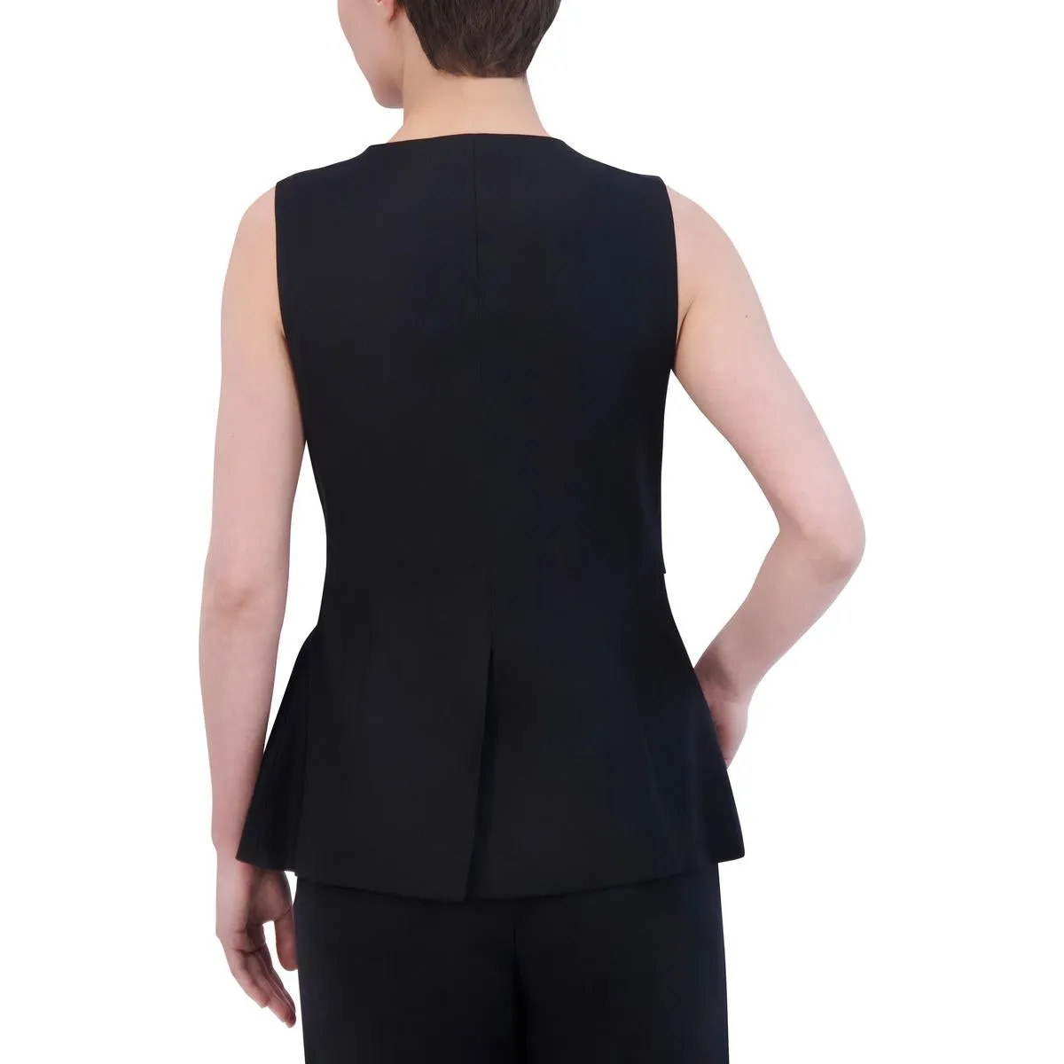 Womens Linen Blend Peplum Suit Vest
